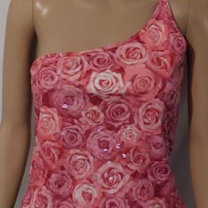 Express Pink Rose One-Shoulder Dress